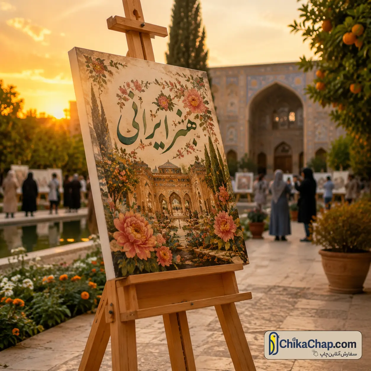 پایه بوم چوبی برای نمایش تابلو کنواس در نمایشگاه، گالری و رویدادهای هنری